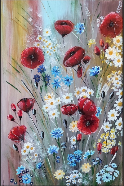 QUIET MEADOW 90x60 cm OBRAZ NAMALOWANY RĘCZNIE NA PŁÓTNIE